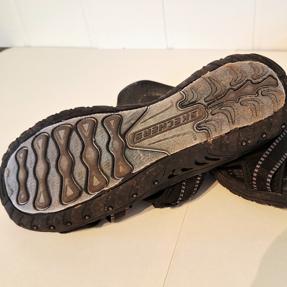 Skechers Reggae Navy Blue Slide On Sandal Arch Suppprt Very Good Conditon Sz 10 - Picture 7 of 8